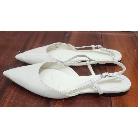 Everlane Women’s Size 9 White Leather Pointed Toe Slingback Flats Minimalist - Picture 4 of 12
